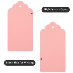 jijAcraft 100pcs Blank Paper Gift Tags with String, 4’x 2′ Pink Rectangle Craft