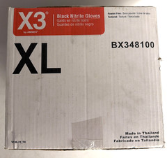 [NEW] (BX348100) AMMEX Bx3 Black Nitrile Industrial Disposable Gloves Case Large