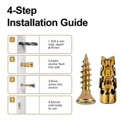 500 PCS Hinge Repair Screw & Expansion Anchor – 6×14mm Short Expansion Screw Set