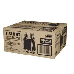 Black T-Shirt Carryout Bags, 11.5″ x 6.5″ x 22″ (1,000 ct.)