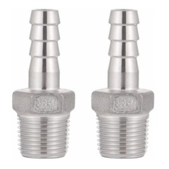 2x Stainless Steel 3/8″ Hose Barb to 3/8″ Male NPT Home Fitting Water Fuel N924