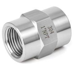 2PCS 304 Stainless Steel Pipe Coupling, 1-Inch Female x 1-Inch Female Fitting