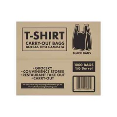 Black T-Shirt Carryout Bags, 11.5″ x 6.5″ x 22″ (1,000 ct.)