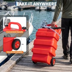 16 Gallon Portable Fuel Tank W/Manual Pump,10ft Hose Gas Caddy For Lawn Mowers
