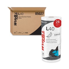 WypAll* L40 Wipers, Small Roll, 10 2/5 x 11, White, 70/Roll, 24 Rolls/Carton