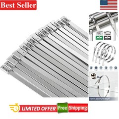 Metal Zip Ties 11.8 Inch 50 Pack Stainless Steel Heavy Duty Self-Locking for …