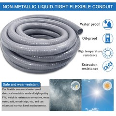 Liquid-Tight 1/2″ Flexible Conduit Kit, 50ft with 8 Connectors, UL Certified