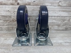 HUBERT Caster Blue Polyurethane Top Plate 2 Swivel &2 Fixed 5″ Wheel 50880 Set-4