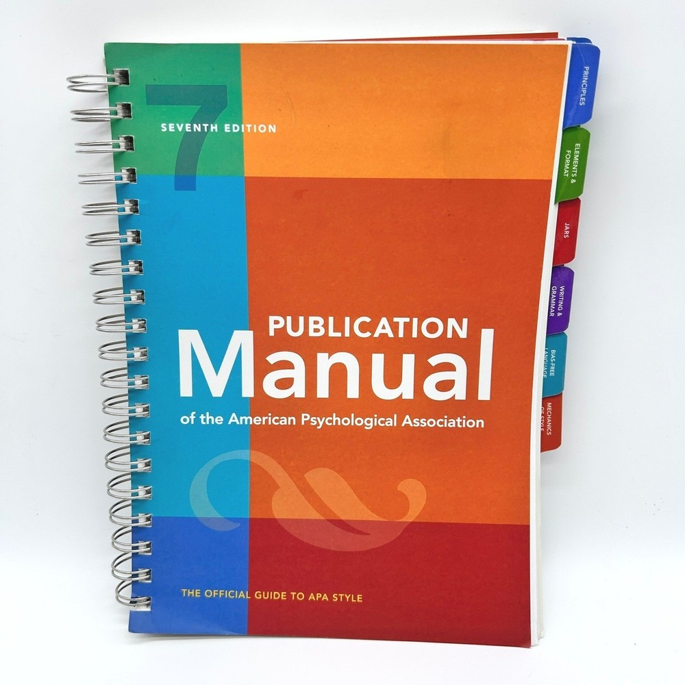 APA Publication Manual 7th Edition Spiral Bound Official Guide with Tabs 2020