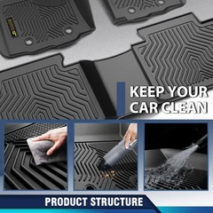 TPE All Weather Floor Mats Cargo Liners 3-Piece for 21-25 2nd Row Bucket Seats