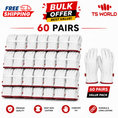 Wholesale 30/60 Pairs Goatskin Safety Gloves Durable, Comfortable & Versatile