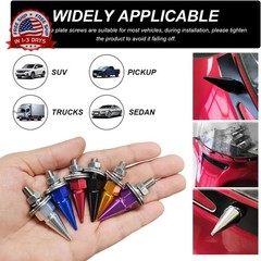 4 PCS Spikes License Plate Screws for Car, Anti Theft Spike Shape Aluminum Car P