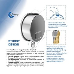 4″ Pressure Gauge, Stainless Steel Case, Liquid Filled, Lower Mnt 4000 PSI