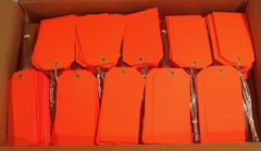 Box of 1000 5-3/4 x 2-7/8 FLUORESCENT RED Shipping Tags Pre Wired 13 Pt. G12073C