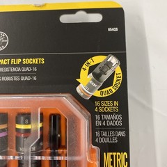 New Klein Tools 654QS KNECT Quad-16 Heavy Impact Flip Socket 6pc Set SAE/Metric
