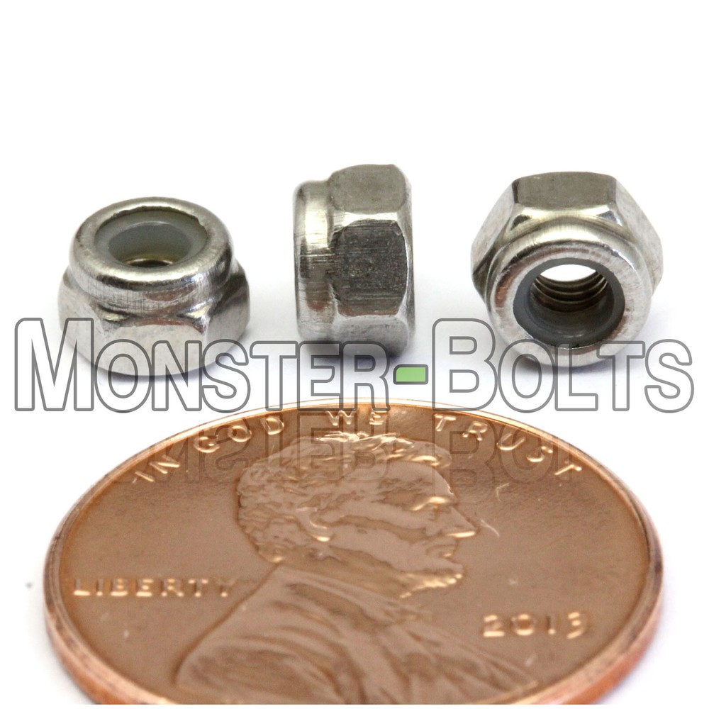 M3-0.50 Stainless Steel Nylon Insert Hex Lock Nut, Metric DIN 985 A2 / 18-8