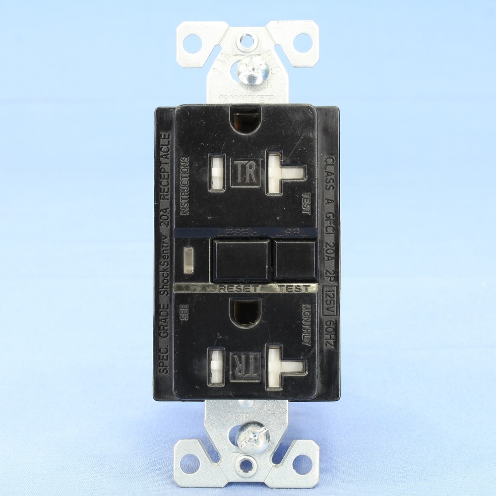Cooper Black Tamper Resistant GFCI Outlet with Quick-Connect 5-20 20A TRVGF20BKM