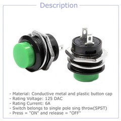 10 PCS 16mm Push Button Switch Non-Lock Momentary Open Round 2 Pins Metal