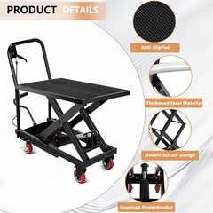 330/500/1100LBS Hydraulic Lift Table Cart 28.5″/32″Lifting Height Single Scissor