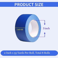 Painters Tape 2 Inch Wide 2 Rolls Blue Masking Tape 55 Yards Per Roll 110 Yds
