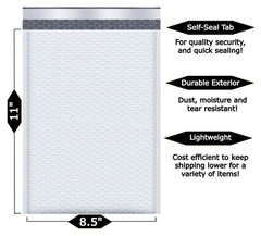 NEW 8.5×11″ White #2 Padded BUBBLE MAILERS Poly Bag Self-Seal Shipping Envelopes