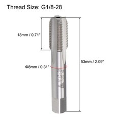 G1/8-28 Pipe Thread Tap Right Hand Machine Tap HSS Uncoated Straight Flutes