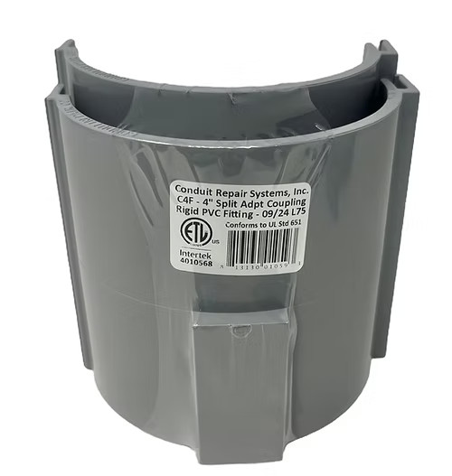 New Conduit Repair Systems -RC4F 4″ SPLIT COUPLING – Rigid PVC Fitting – 06/25