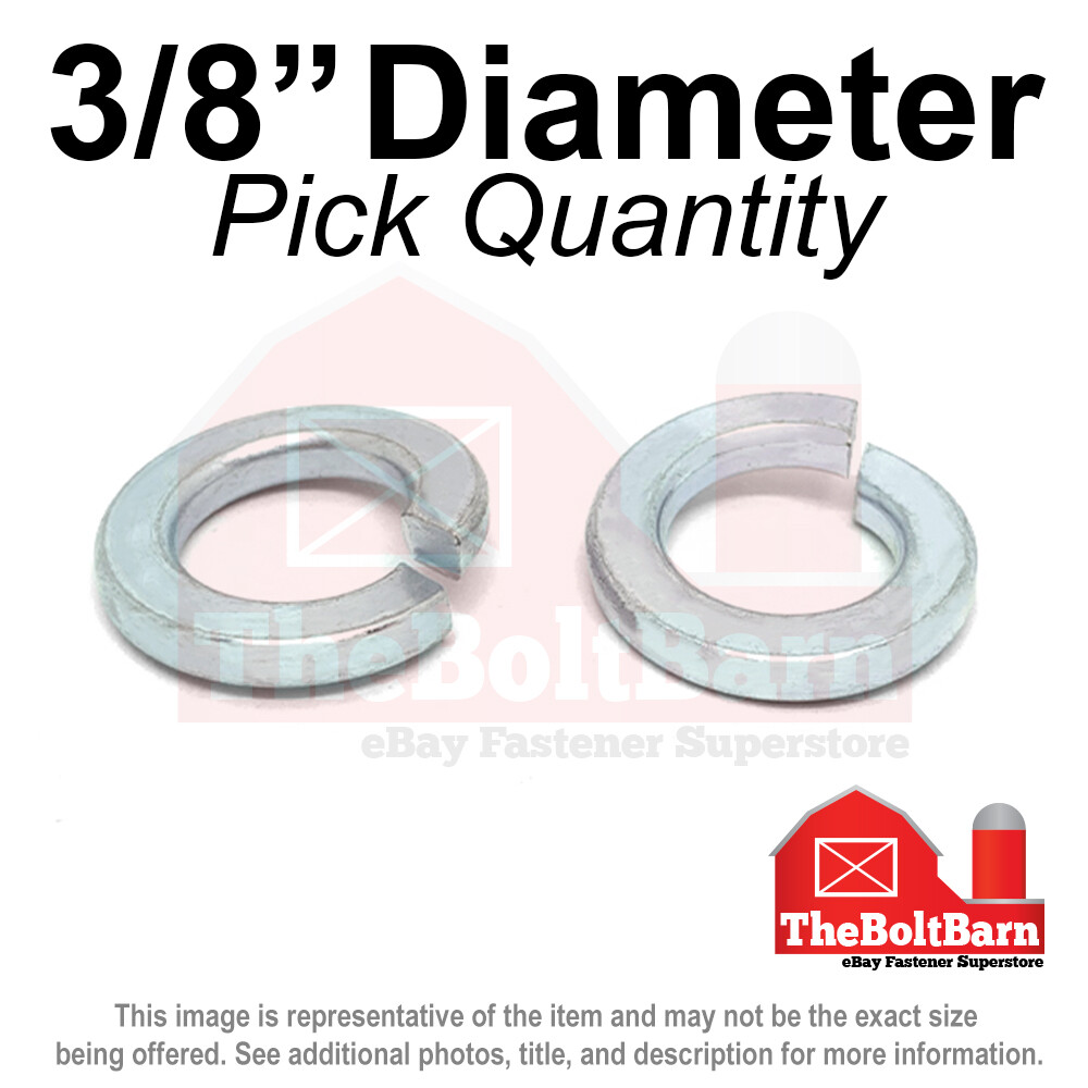 3/8″ Medium Split Ring Lock Washers Medium Carbon Steel Zinc (Pick Quantity)