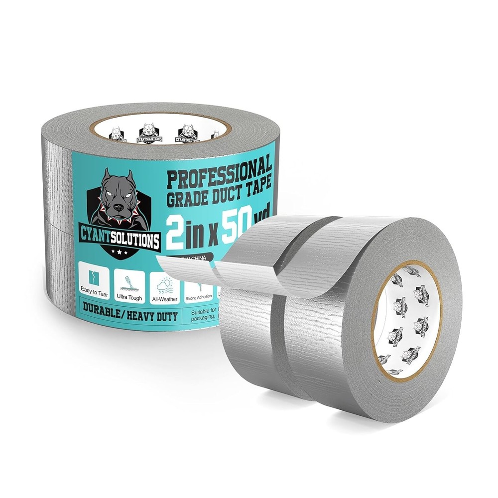 2 Rolls of 50 Yards Grey Duct Tape Heavy Duty Version, 2in x 100 Yards Total