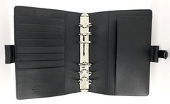 Never Used Circa 1999 Filofax Personal Cavendish Black Deluxe Leather Organizer
