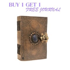 Leather Journal5x7–Moon & Coffee Embossed Diary,200 Pages,SingleLock| B1G1 Free