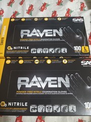 2 Boxes of 100 SAS Raven 6 MIL Size L Gloves-200 Total Gloves