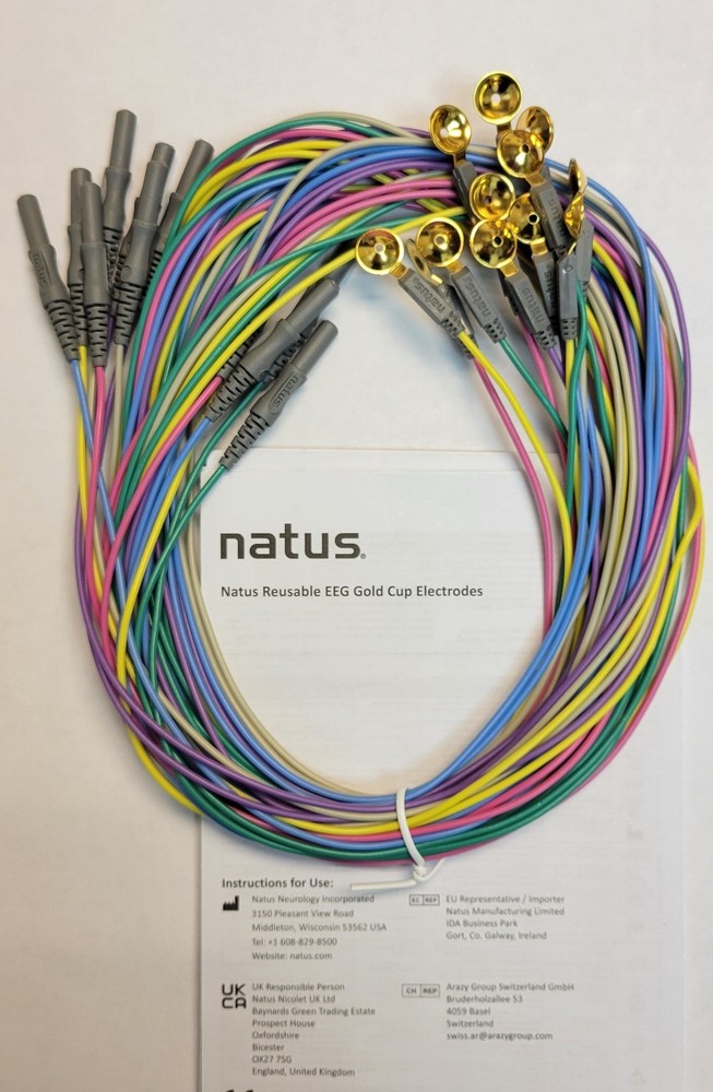 Natus Medical 019-433800 – Gold EEG Cup Electrode 2.5m 10mm 12 Per Pack