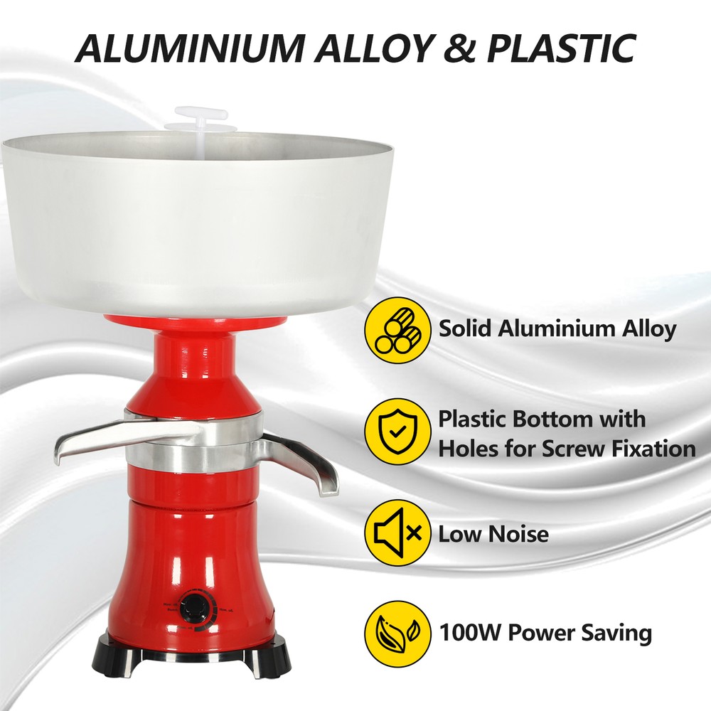 Electric Fresh Milk Cream Centrifugal Separator 100L/h 100W 11000rpm Efficient