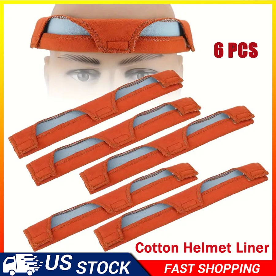 6P/Set Hard Hat Sweatband Cotton Helmet Liner Accessories Washable Sweat Bands