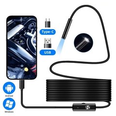 7mm USB-C Endoscope Camera Borescope 6 LED Lights Flexible Inspection Scope