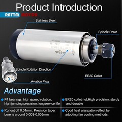 US SHIP】2.2KW 110V VFD Inverter+Air Cooled CNC Spindle Motor ER20 80MM 24000RPM