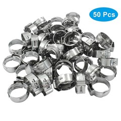 Litoexpe 50 Pcs Single Ear Hose Clamp 12.8mm-15.3mm, Silver