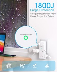 Surge Protector Outlet Extender Rotating Plug 6 AC Multi Plug Outlet 4 USB Ports