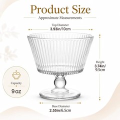 9oz Glass Dessert Bowls, Vintage Dessert Bowls & Cups – Thickened Sundae Cups