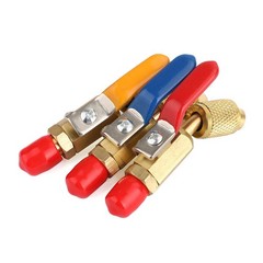 1/4″ SAE Angled Small Ball Valve 3PCS AC Refrigerant Charging Hoses