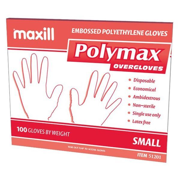 Polymax Embossed Polyethylene Overgloves, Small, Case of 1000 Gloves