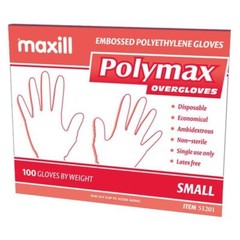 Polymax Embossed Polyethylene Overgloves, Small, Case of 1000 Gloves