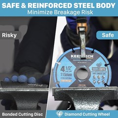 4 1/2 x 7/8 Inch Diamond Cut Off Wheel for Metal Cutting, Compatible with Ang…