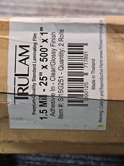 (QTY 2) TruLam S15G251 1.5 mil 25 in x 500 ft x 1″ Clear/Glossy Laminating Film