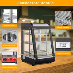 ROVSUN Commercial 3 Tiers 15″ Heat Food Pizza Warmer Display Show Case w/Bulb