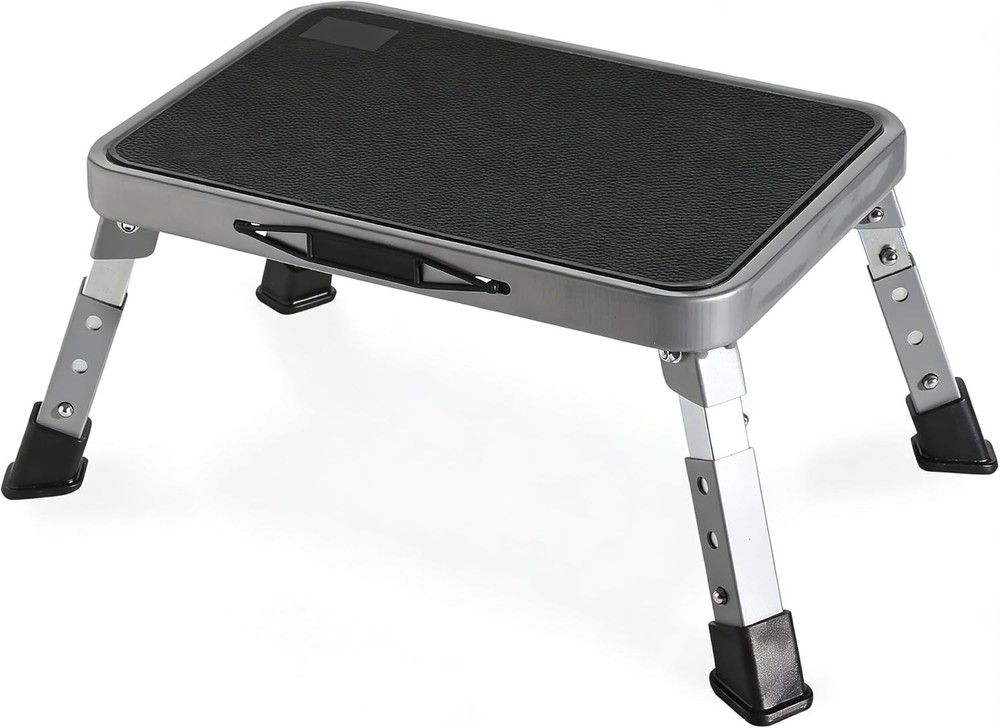 3 Levels Adjustable Folding Step Stools for Adults, Sturdy Metal RV Step, Safer