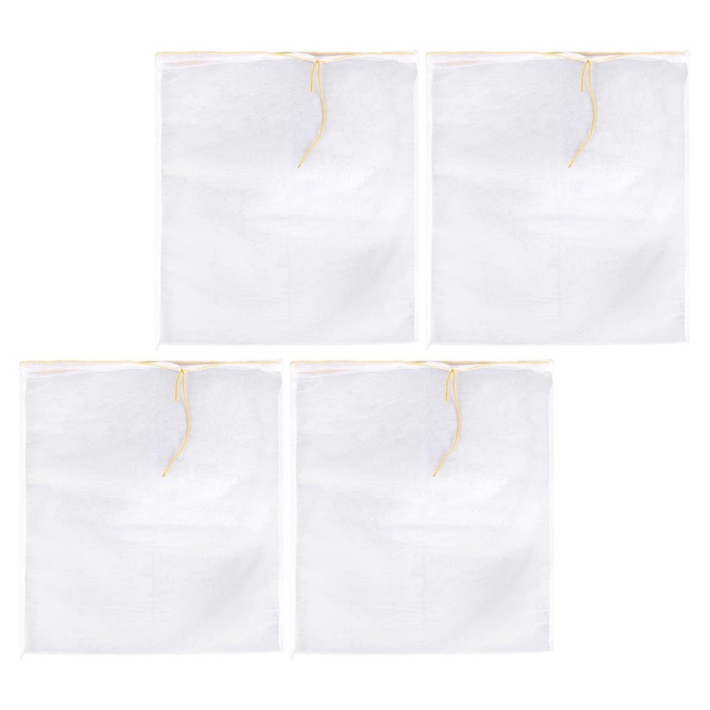 4 Pcs Red Wine Filter Bag Milk Mesh Juice Strainer Pouch Drawstring Brewing