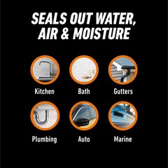 Gorilla 100% Silicone Caulk Kitchen & Bath Sealant, 10 fluid ounces, Clear