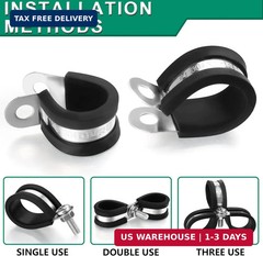 OURU 1/2-Inch Stainless Steel Rubber Coated Pipe & Wire Clamps (30pcs, Black, 13